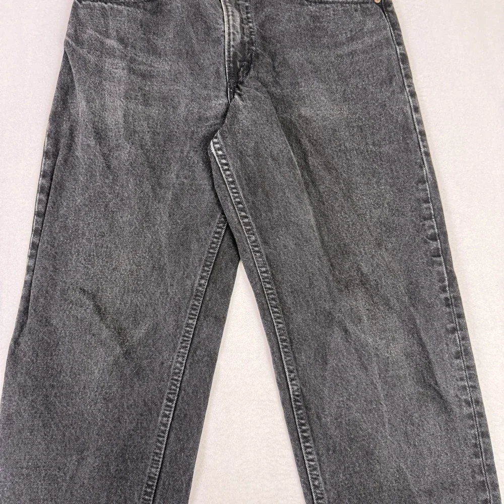 Vintage Levi's 550 Black Jeans‎ 31x34 Made in USA Relaxed Fit Raw Hem Cut Off